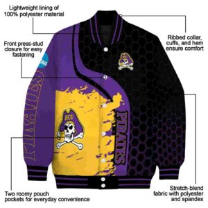 east carolina pirates hexagonal pattern purple black jacket new arrival