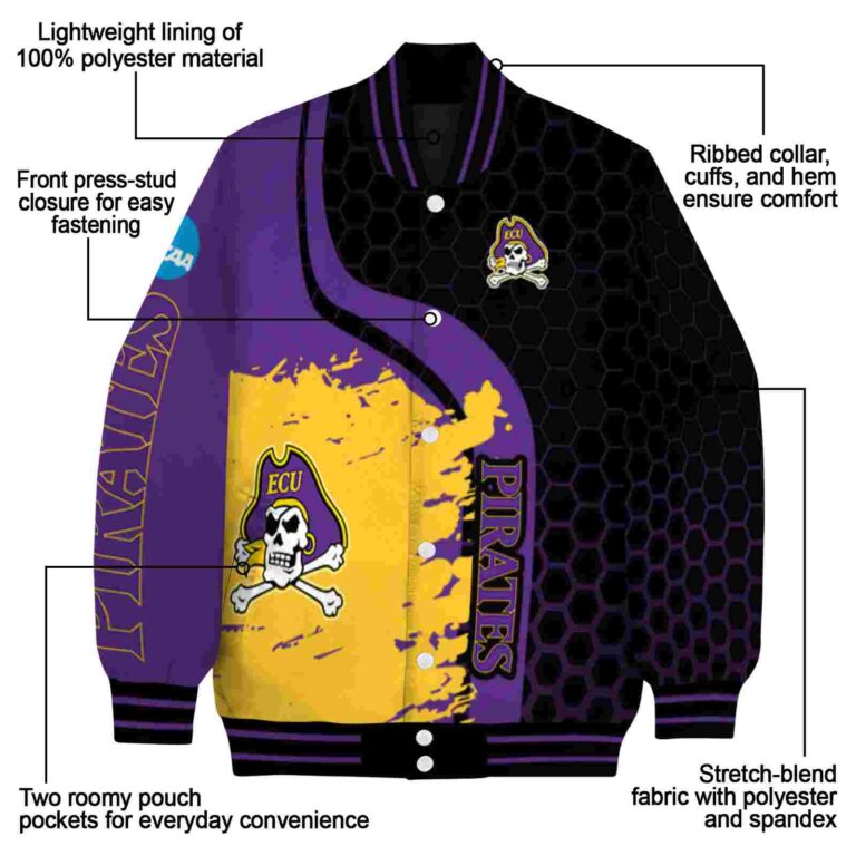 east carolina pirates hexagonal pattern purple black jacket new arrival