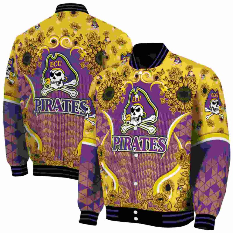 east carolina pirates sunflower bloom purple yellow jacket fashion forward