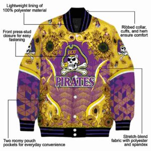 east carolina pirates sunflower bloom purple yellow jacket new arrival