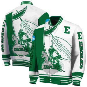 eastern michigan eagles baseball stitching white jacket fashion forward