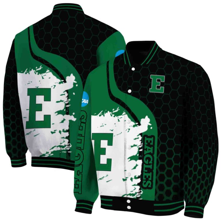 eastern michigan eagles hexagonal pattern green black jacket fashion forward