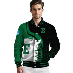 eastern michigan eagles hexagonal pattern green black jacket high quality