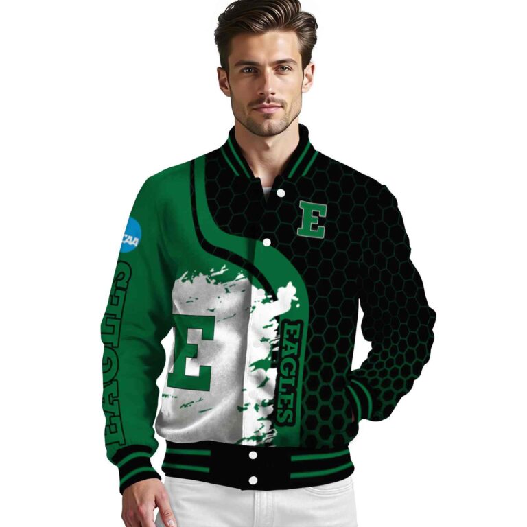 eastern michigan eagles hexagonal pattern green black jacket high quality