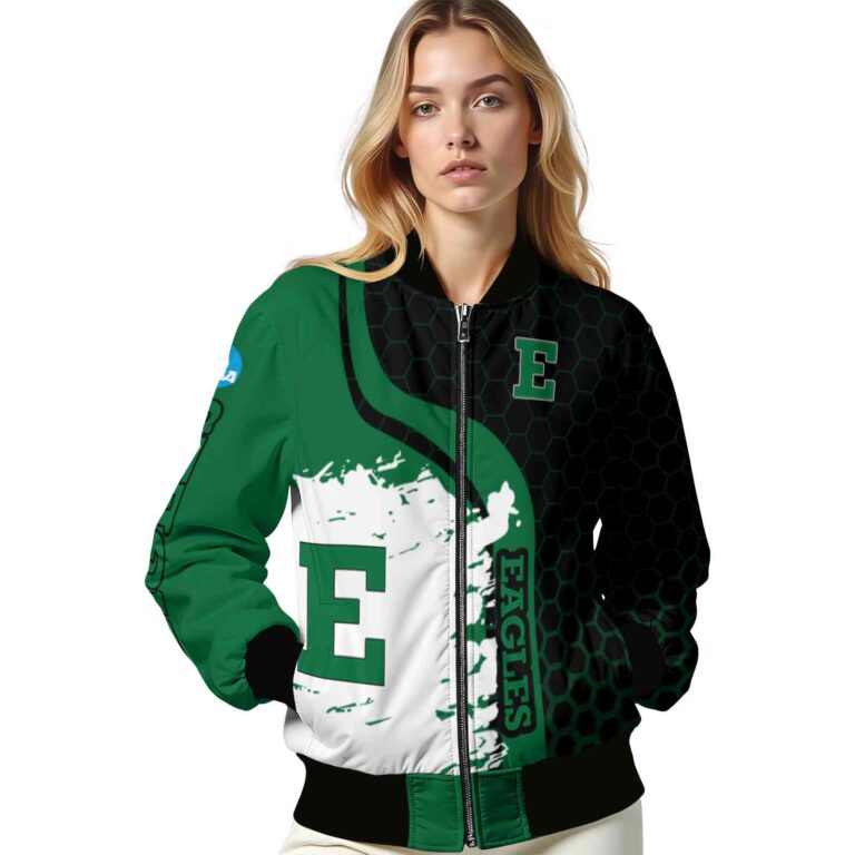 eastern michigan eagles hexagonal pattern green black jacket latest model