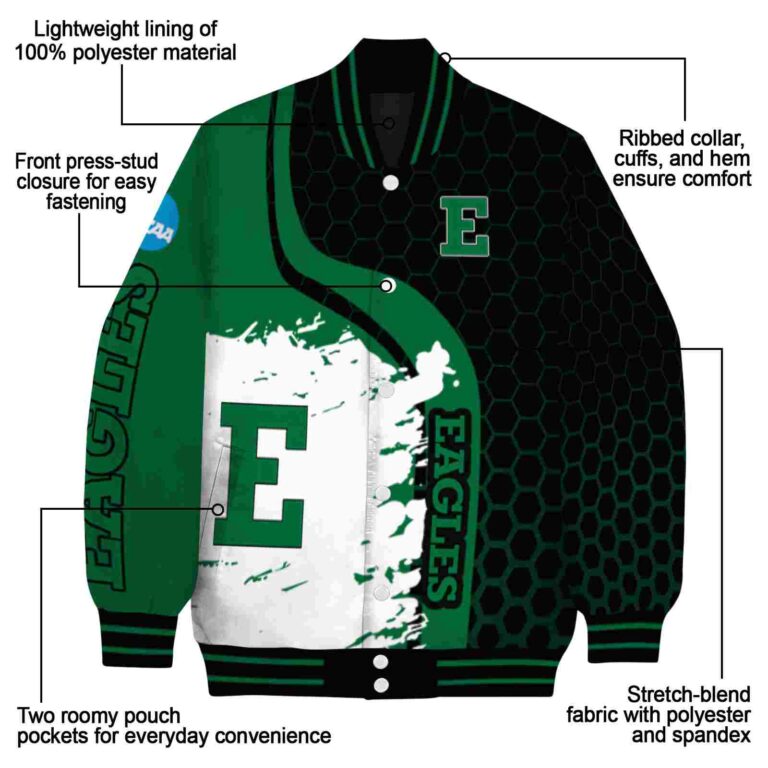 eastern michigan eagles hexagonal pattern green black jacket new arrival