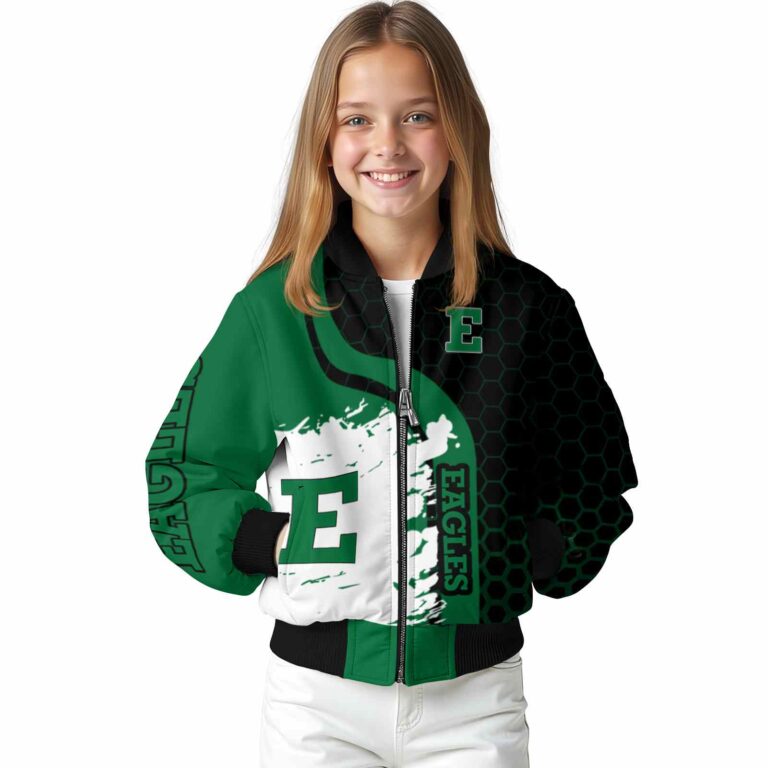 eastern michigan eagles hexagonal pattern green black jacket top rated