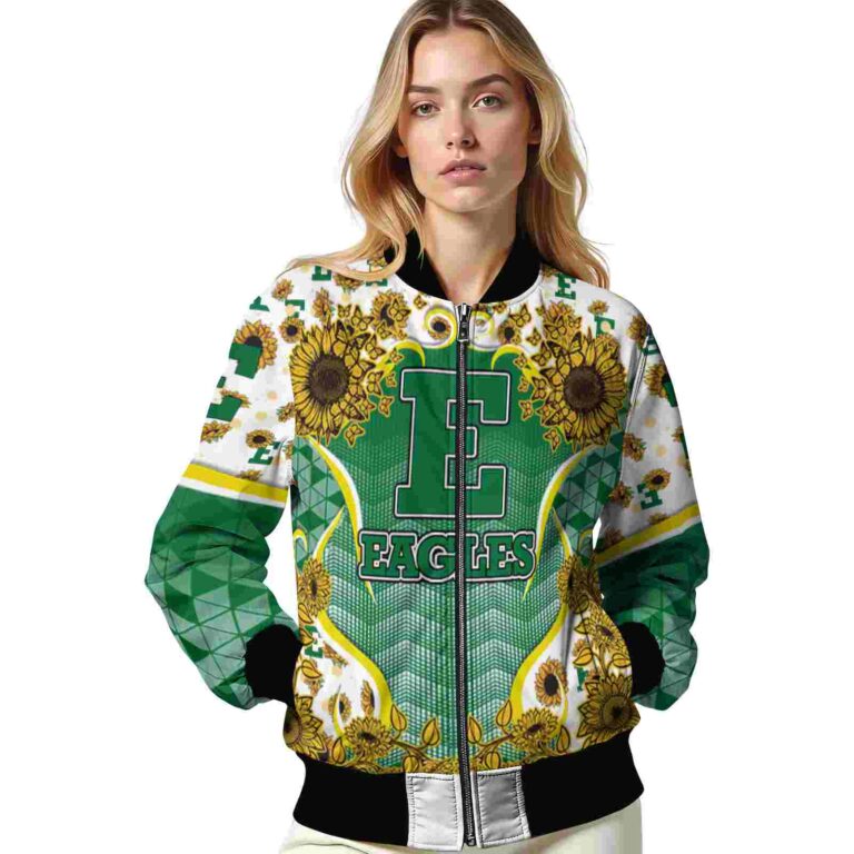 eastern michigan eagles sunflower bloom green yellow jacket latest model