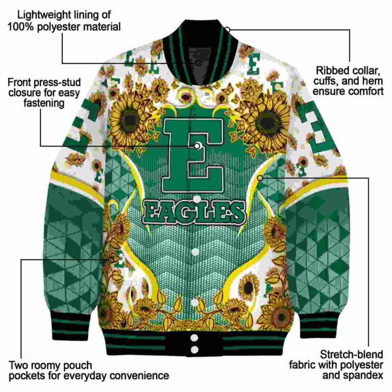 eastern michigan eagles sunflower bloom green yellow jacket new arrival