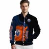 edmonton oilers hexagonal pattern blue black jacket high quality