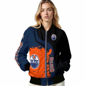 edmonton oilers hexagonal pattern blue black jacket latest model