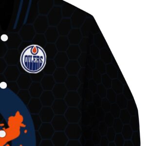 edmonton oilers hexagonal pattern blue black jacket premium grade