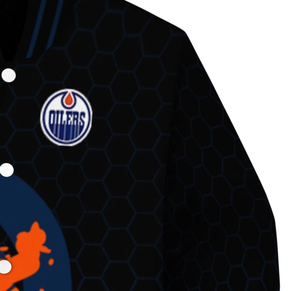 edmonton oilers hexagonal pattern blue black jacket premium grade