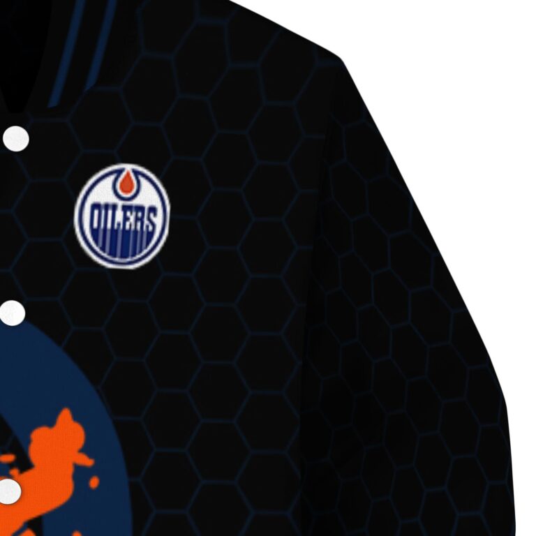 edmonton oilers hexagonal pattern blue black jacket premium grade