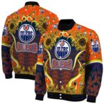edmonton oilers sunflower bloom blue yellow jacket best selling