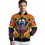 edmonton oilers sunflower bloom blue yellow jacket best selling