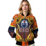 edmonton oilers sunflower bloom blue yellow jacket best selling