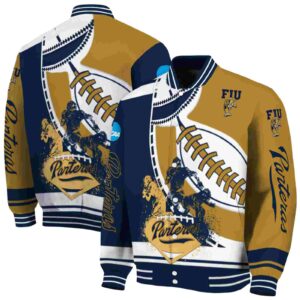 fiu panthers baseball stitching gold white jacket fashion forward