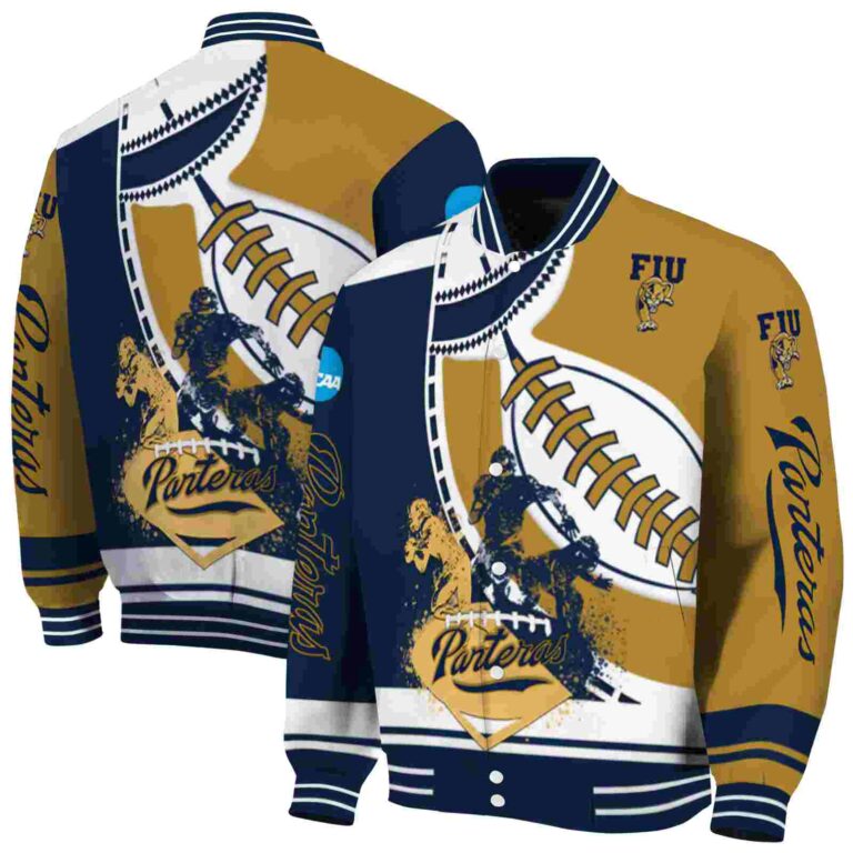 fiu panthers baseball stitching gold white jacket fashion forward