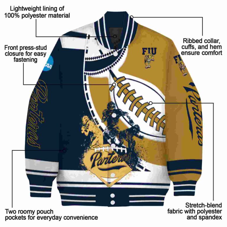 fiu panthers baseball stitching gold white jacket new arrival