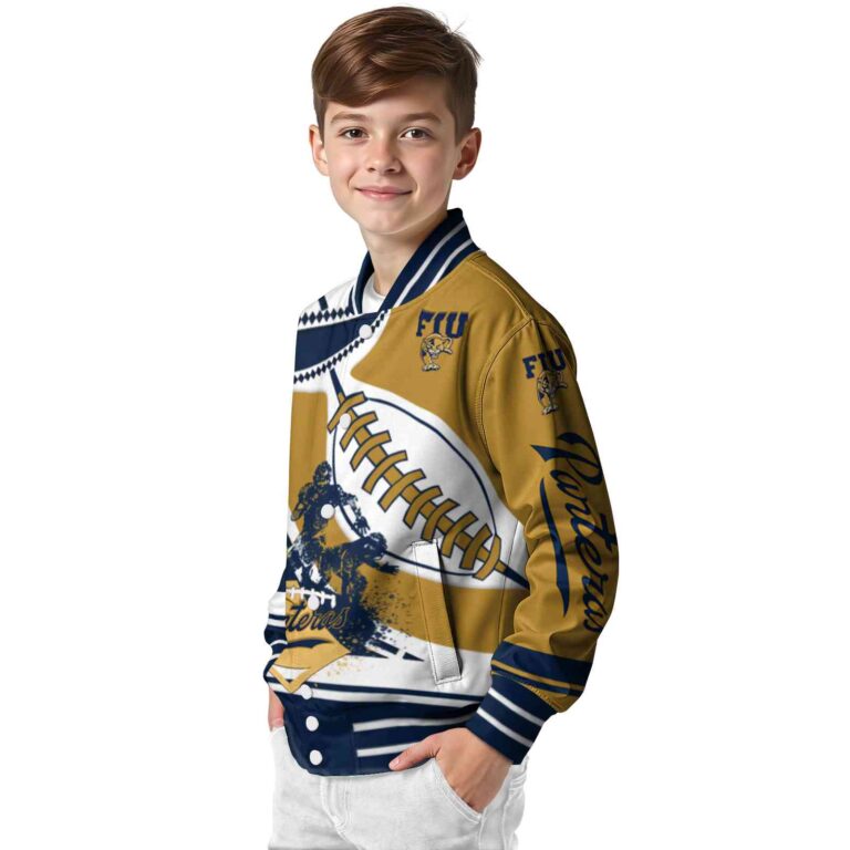 fiu panthers baseball stitching gold white jacket trendy