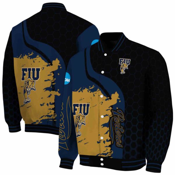 fiu panthers hexagonal pattern blue black jacket fashion forward