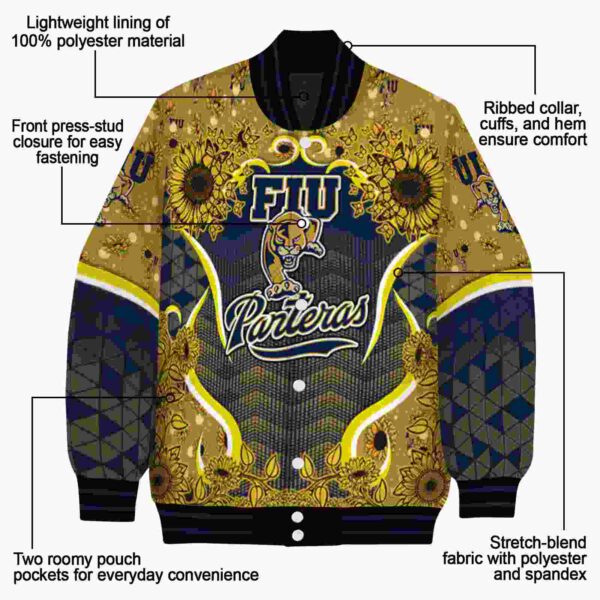 fiu panthers sunflower bloom blue yellow jacket new arrival