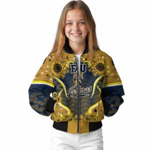 fiu panthers sunflower bloom blue yellow jacket top rated