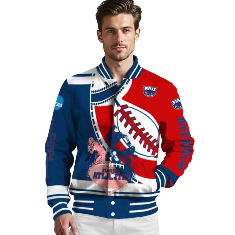 florida atlantic owls baseball stitching red white jacket high quality