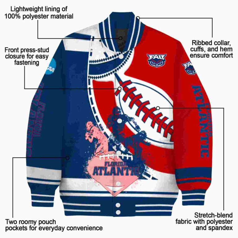 florida atlantic owls baseball stitching red white jacket new arrival