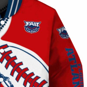 florida atlantic owls baseball stitching red white jacket premium grade