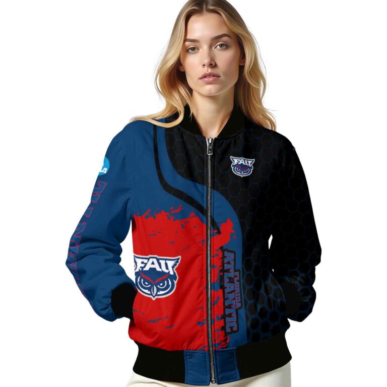 florida atlantic owls hexagonal pattern blue black jacket latest model