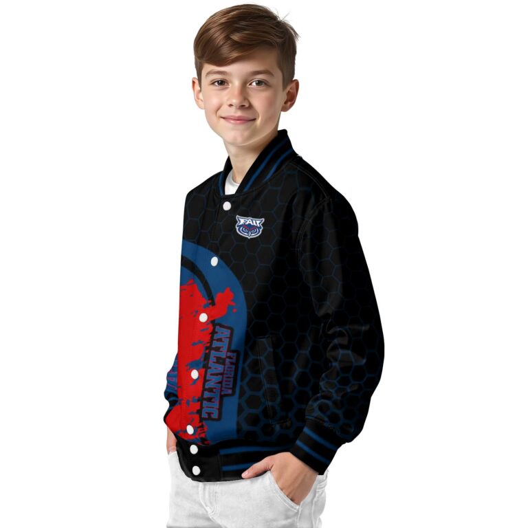 florida atlantic owls hexagonal pattern blue black jacket trendy