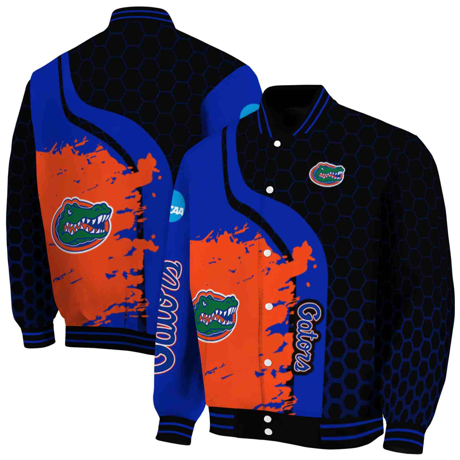 florida gators hexagonal pattern blue black jacket fashion forward florida gators hexagonal pattern blue black jacket fashion forward