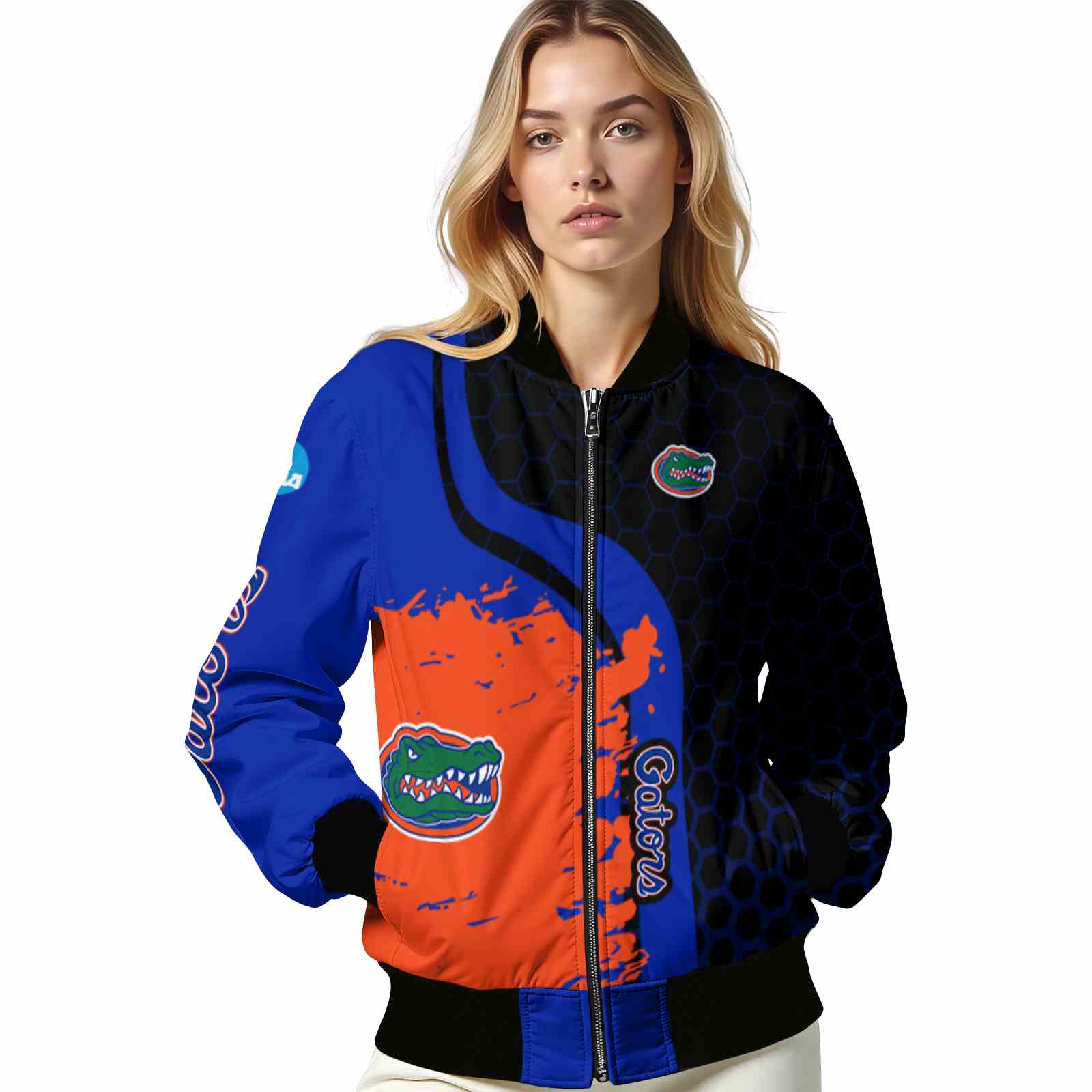 florida gators hexagonal pattern blue black jacket latest model florida gators hexagonal pattern blue black jacket latest model