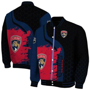 florida panthers hexagonal pattern red black jacket fashion forward