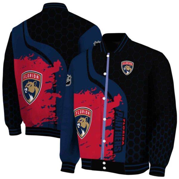 florida panthers hexagonal pattern red black jacket fashion forward