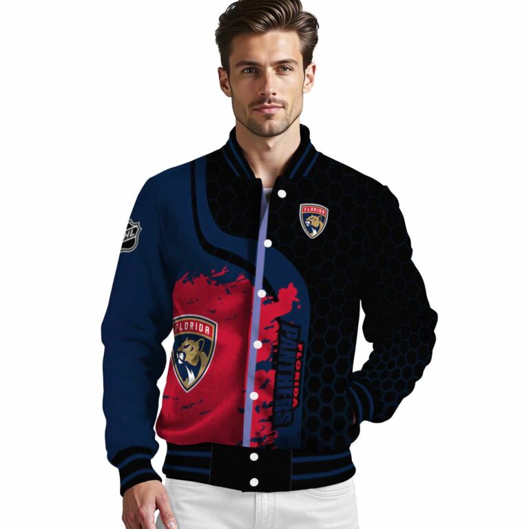florida panthers hexagonal pattern red black jacket high quality