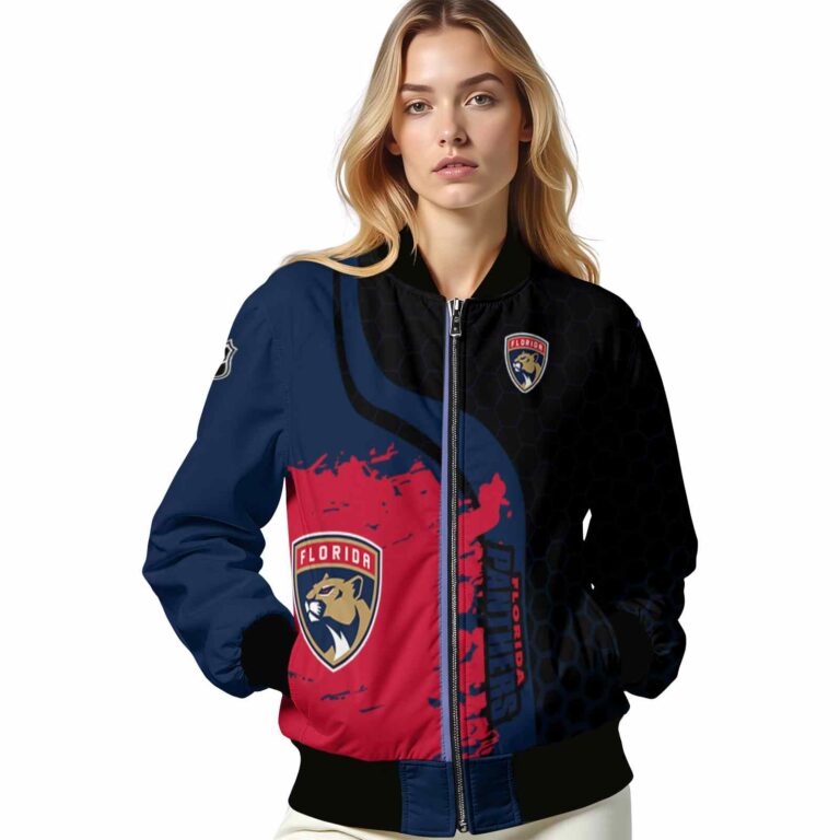 florida panthers hexagonal pattern red black jacket latest model