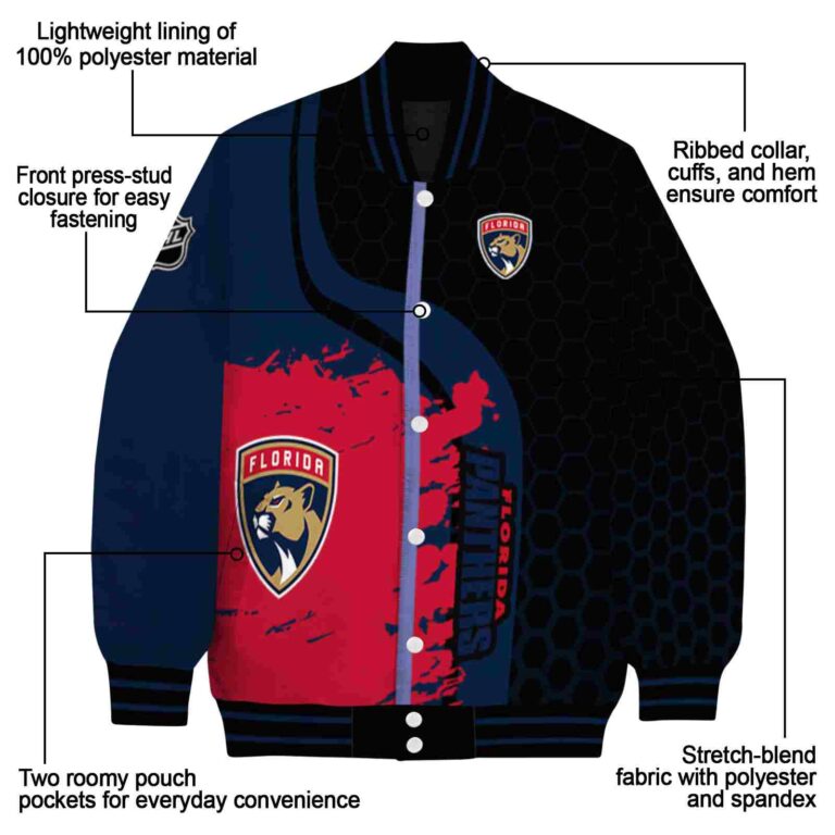 florida panthers hexagonal pattern red black jacket new arrival