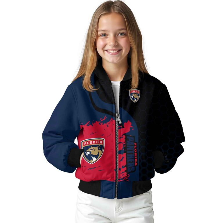 florida panthers hexagonal pattern red black jacket top rated