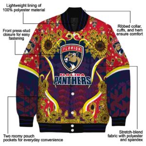 florida panthers sunflower bloom red yellow jacket new arrival