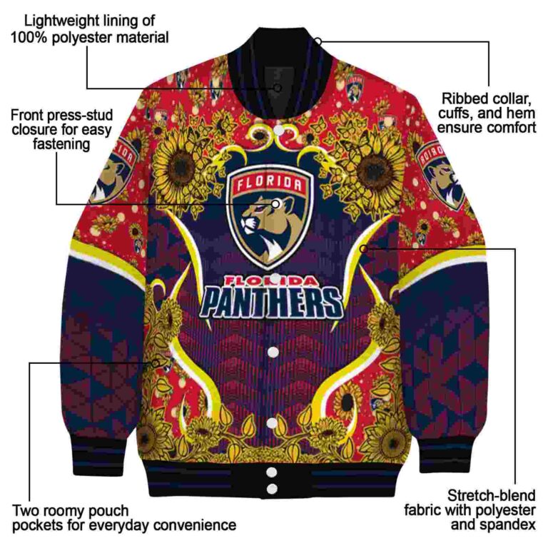 florida panthers sunflower bloom red yellow jacket new arrival
