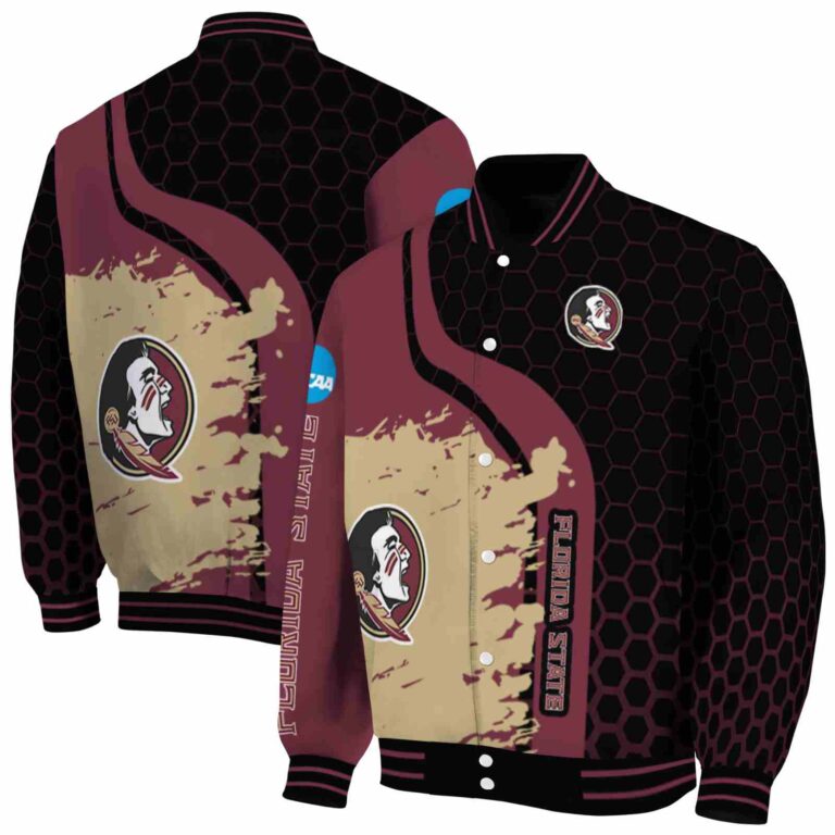 florida state seminoles hexagonal pattern garnet black jacket fashion forward