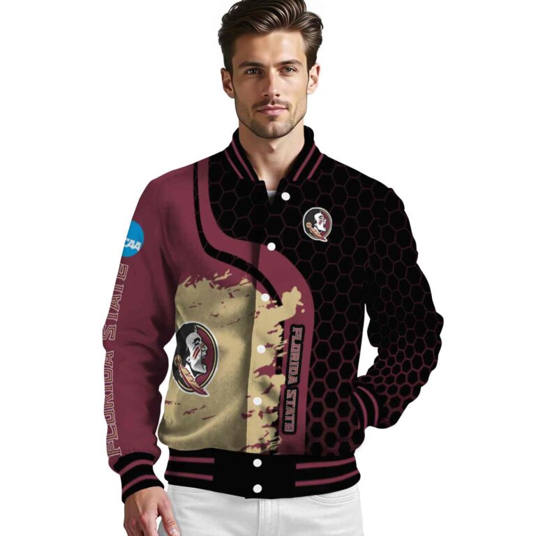 florida state seminoles hexagonal pattern garnet black jacket high quality