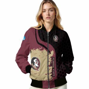 florida state seminoles hexagonal pattern garnet black jacket latest model