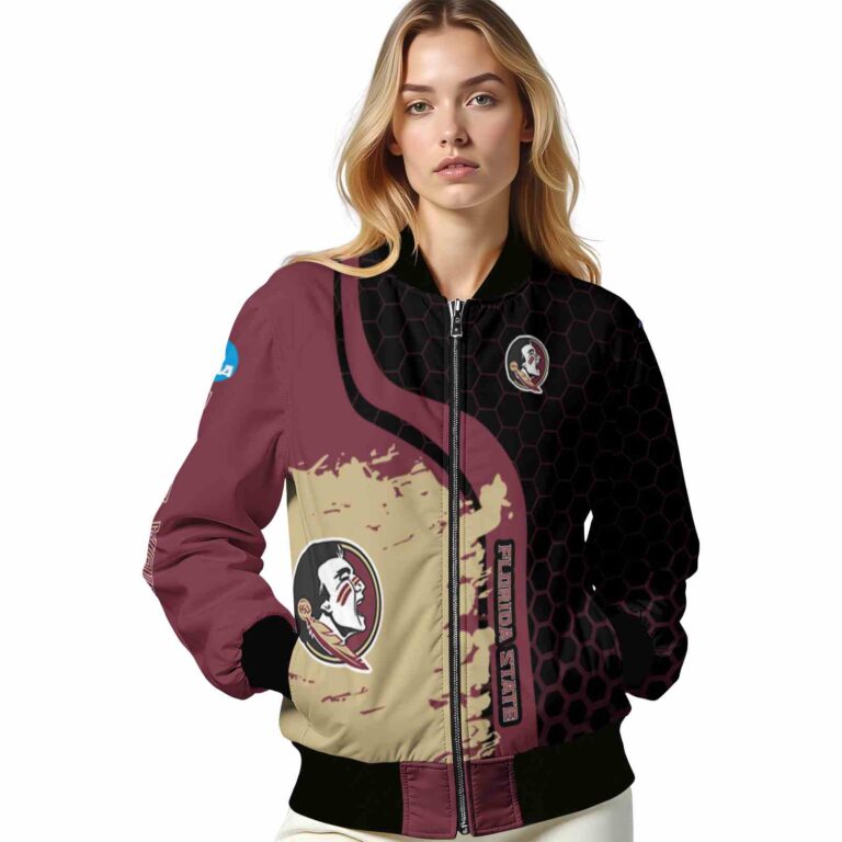 florida state seminoles hexagonal pattern garnet black jacket latest model