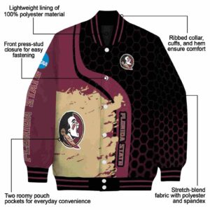 florida state seminoles hexagonal pattern garnet black jacket new arrival