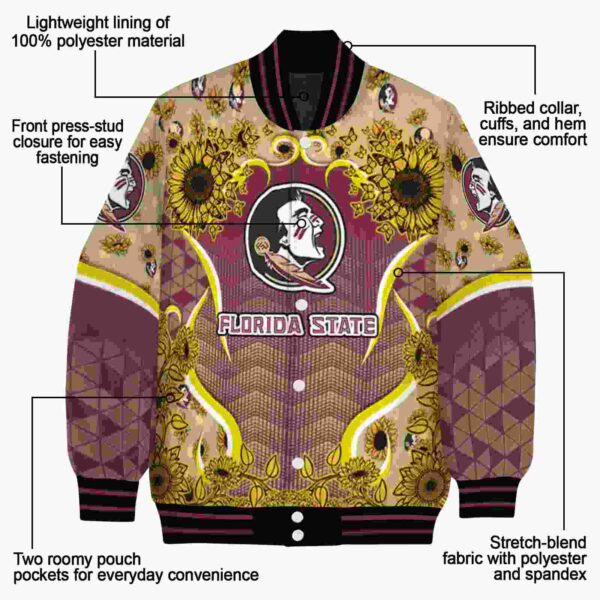 florida state seminoles sunflower bloom garnet yellow jacket new arrival