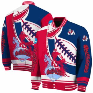 fresno state bulldogs baseball stitching blue white jacket fashion forward